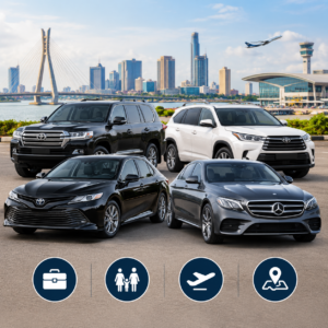 Best SUVs and Sedans for car rental in Lagos showing a selection of executive sedans and spacious SUVs for business travel, family trips, and airport transfers.