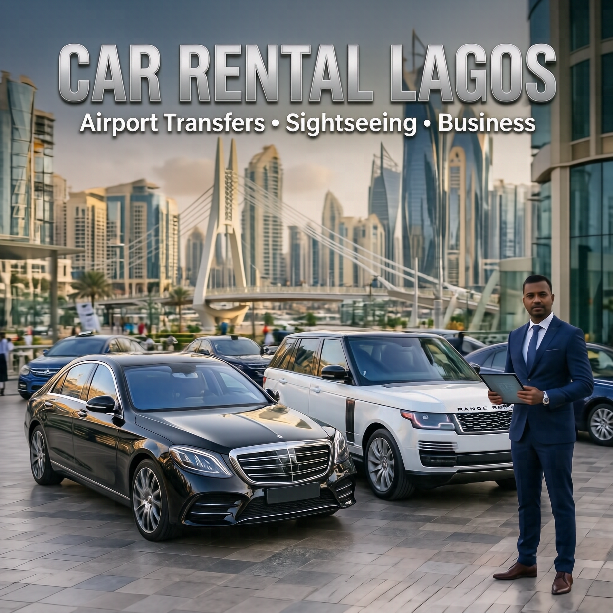 Car Rental for Tourists and Visitors to Lagos featuring rental cars for airport transfers, sightseeing, holidays, and business travel.